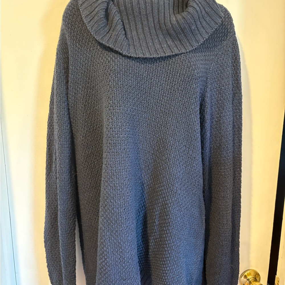Hilary Radley Cowl Neck Sweater Womens XXL Blue Good Textured Knit Pullover